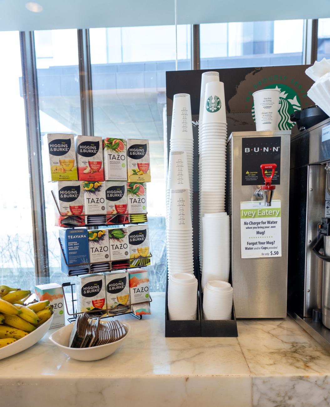 Hot beverage station in Ivey Eatery