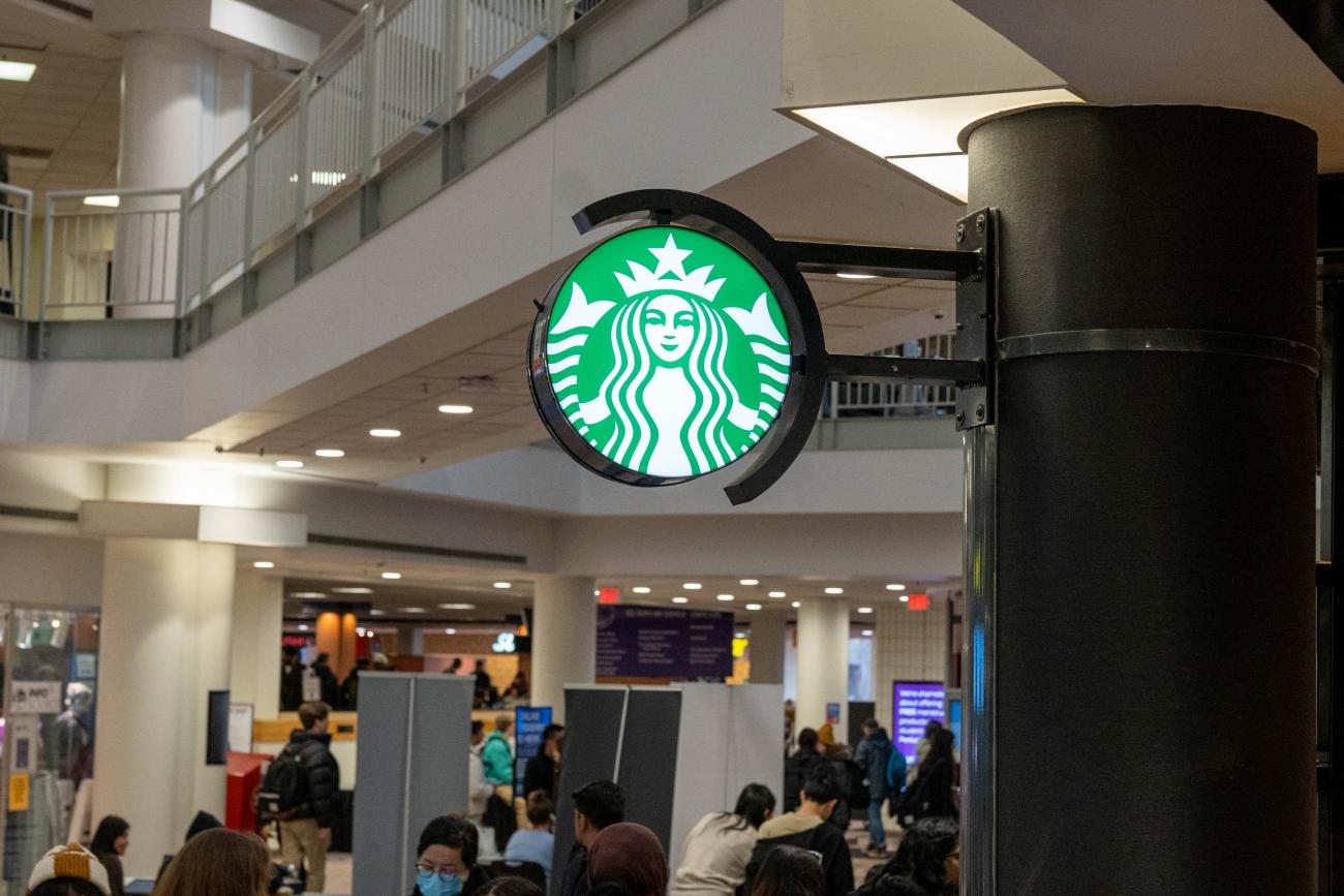 Starbucks sign in UCC Atrium