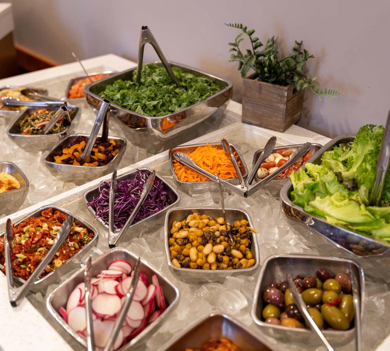 A buffet of salad options