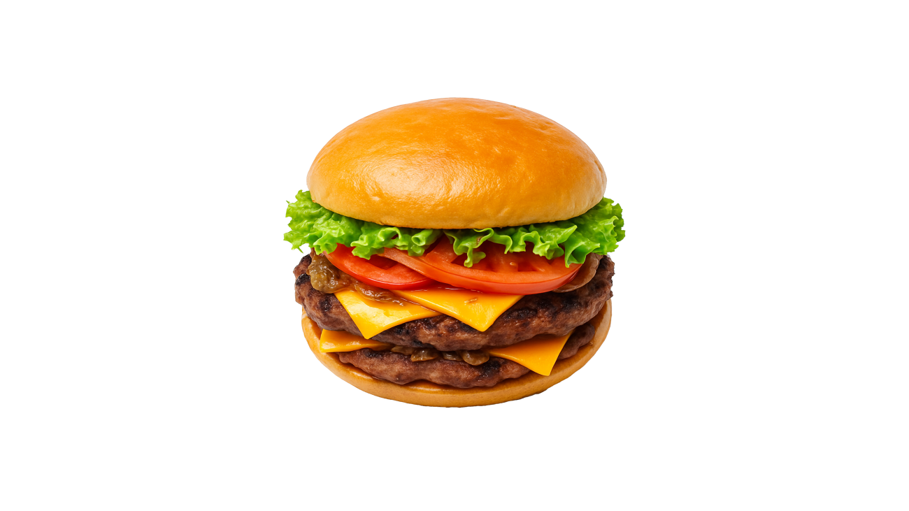 A photo of a double-patty smash burger.