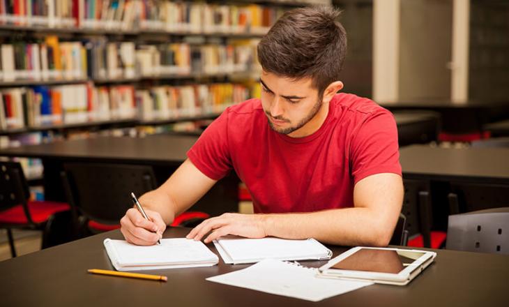 A student studying